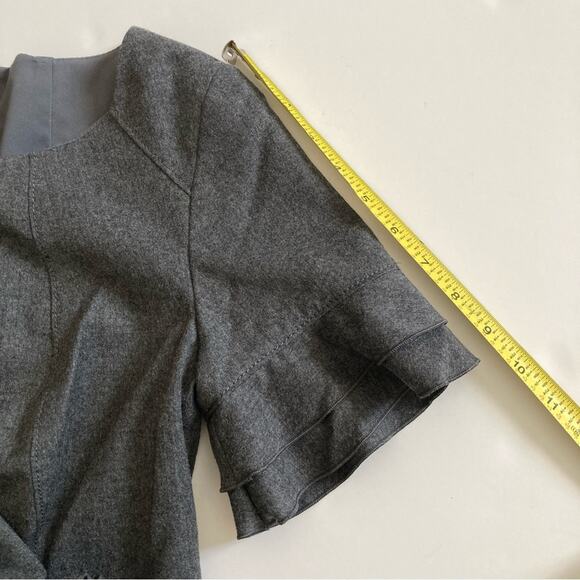 Italian Flannel Dress Talbots Ruffle Sleeve Shift Dress Gray Size 4P - Picture 10 of 10
